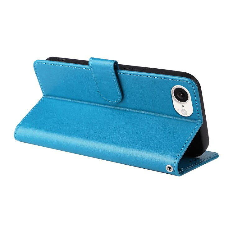 For iPhone 16e Case Butterfly Floral Imprint Wallet Stand Leather Phone Cover - Blue