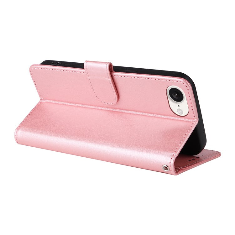 For iPhone 16e Case Butterfly Floral Imprint Wallet Stand Leather Phone Cover - Pink