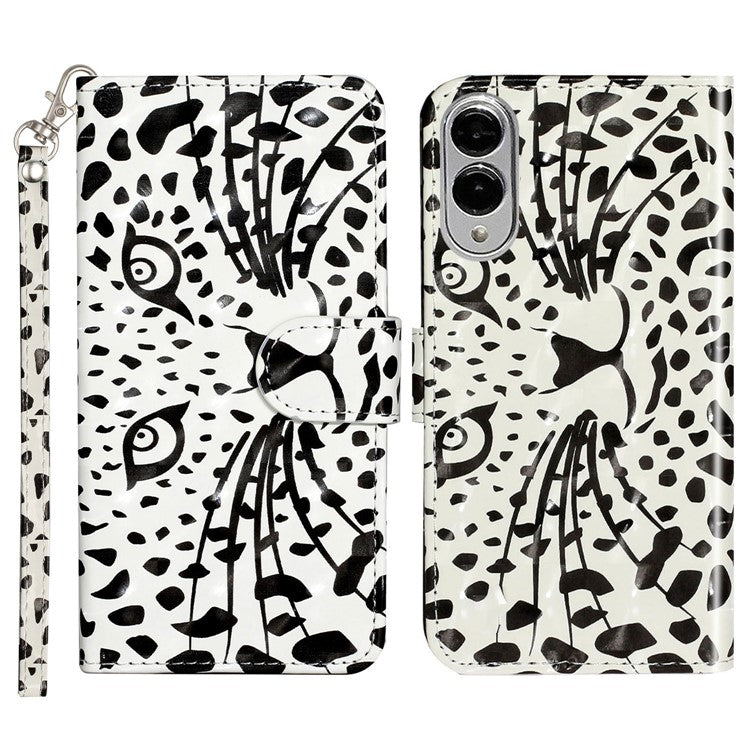 For Samsung Galaxy S25 Edge Case 3D Pattern Printed Phone Leather Phone Cover - Leopard Head