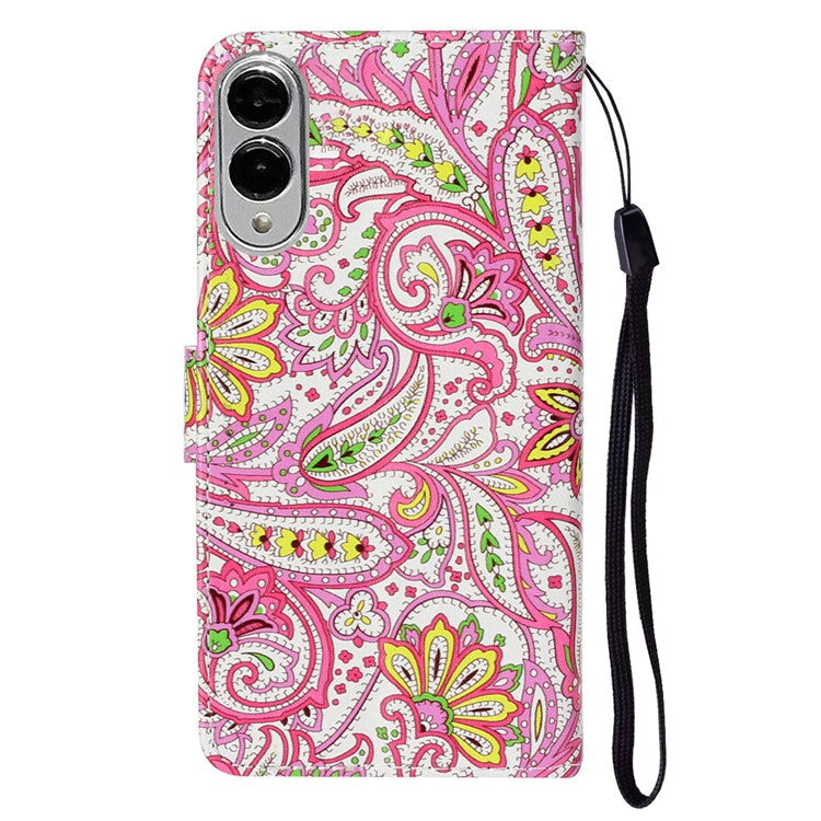 For Samsung Galaxy S25 Edge Case Pattern Leather Wallet Phone Cover with Card Holder - Flower
