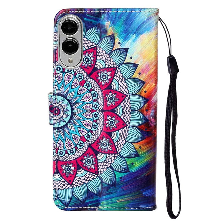 For Samsung Galaxy S25 Edge Case Pattern Leather Wallet Phone Cover with Card Holder - Mandala Flower