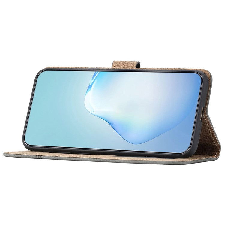 For Samsung Galaxy S25 Edge Case Flip Leather Retro Phone Cover Lines Imprinted - Blue
