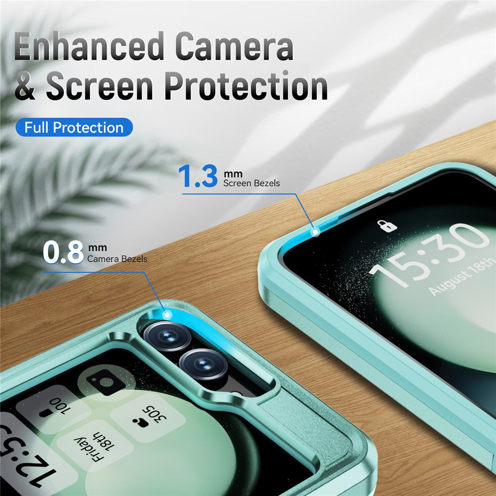 For Samsung Galaxy Z Flip7 FE 5G / Z Flip6 5G Case Military Grade Ring Kickstand PC + TPU Phone Cover - Green