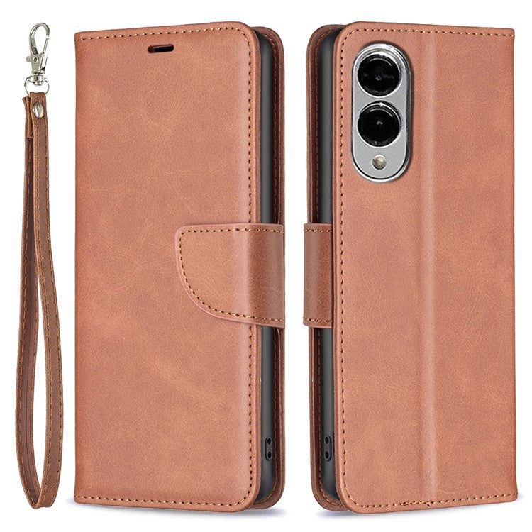 For Samsung Galaxy S25 Edge Case Shockproof PU Leather Cover with Wallet Card Slots - Brown