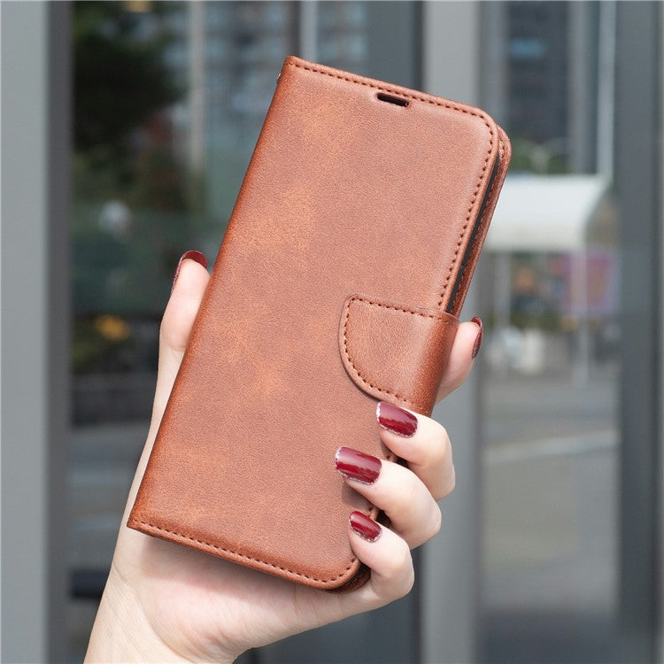 For Samsung Galaxy S25 Edge Case Shockproof PU Leather Cover with Wallet Card Slots - Brown
