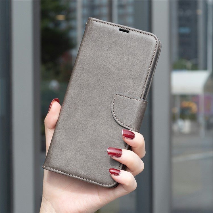 For Samsung Galaxy S25 Edge Case Shockproof PU Leather Cover with Wallet Card Slots - Grey