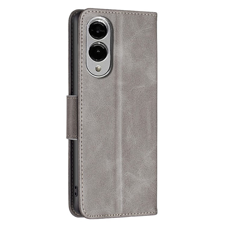 For Samsung Galaxy S25 Edge Case Shockproof PU Leather Cover with Wallet Card Slots - Grey