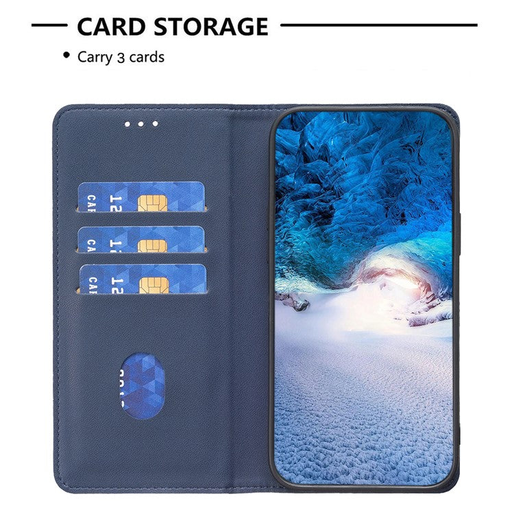 BINFEN COLOR BF18 For Samsung Galaxy S25 Edge Leather Case Card Slots Phone Cover - Blue