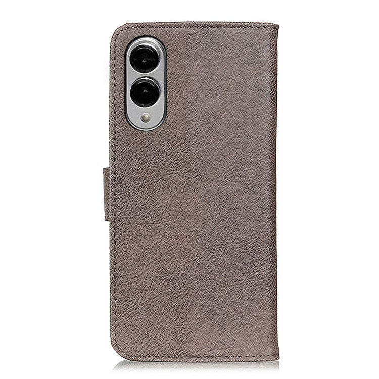 KHAZNEH For Samsung Galaxy S25 Edge Wallet Case Cowhide Texture Leather Flip Phone Cover - Khaki