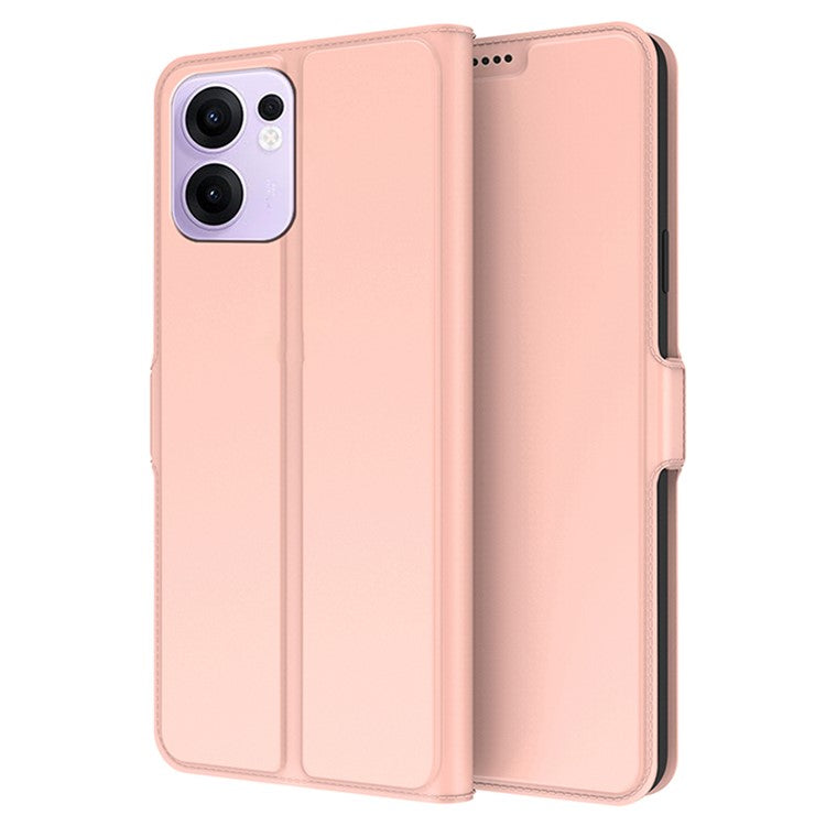 For Oppo Reno13 F 5G Case Shockproof TPU Inner Shell Leather Phone Cover Card Slot - Rose Gold