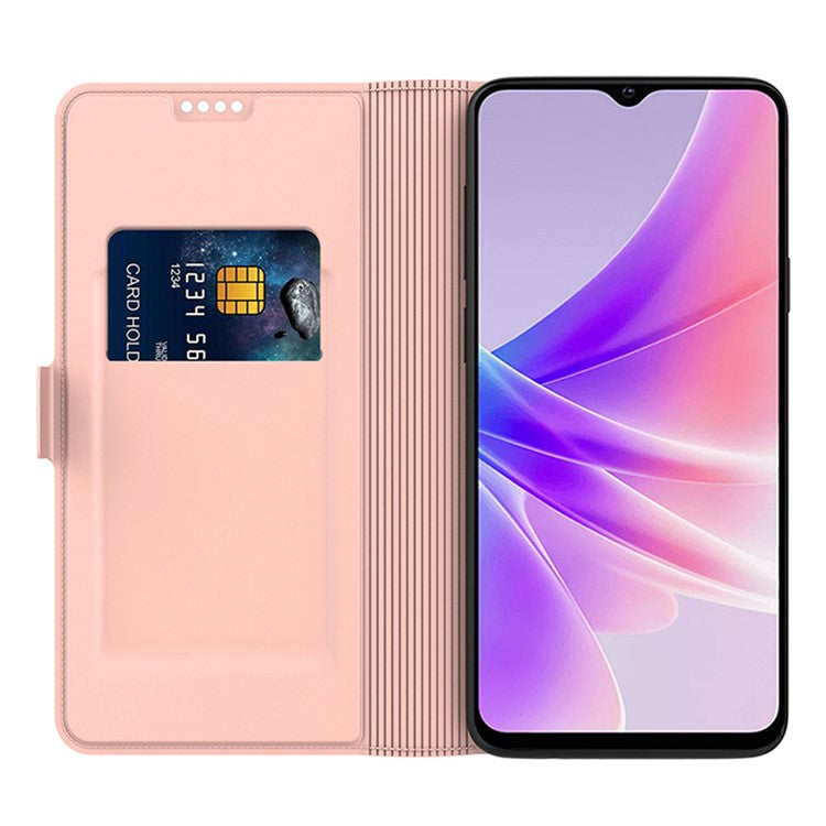 For Oppo Reno13 F 5G Case Shockproof TPU Inner Shell Leather Phone Cover Card Slot - Rose Gold