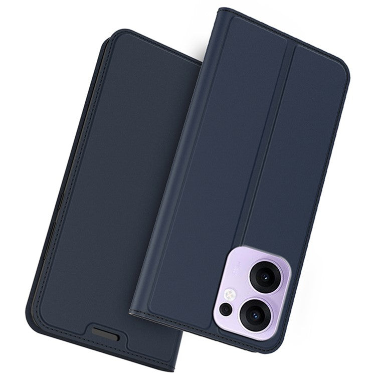 For Oppo Reno13 F 5G Case PU Leather Phone Cover with Card Holder Stand - Blue