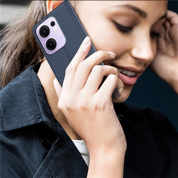 For Oppo Reno13 F 5G Case PU Leather Phone Cover with Card Holder Stand - Blue