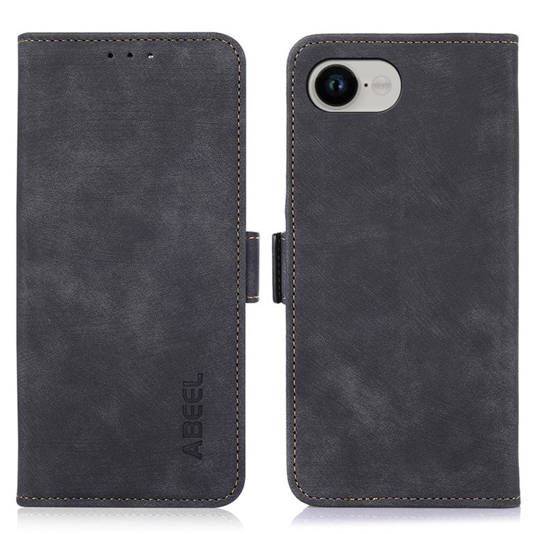 ABEEL For iPhone 16e Case Flip Wallet with Stand Retro Leather Phone Cover - Black