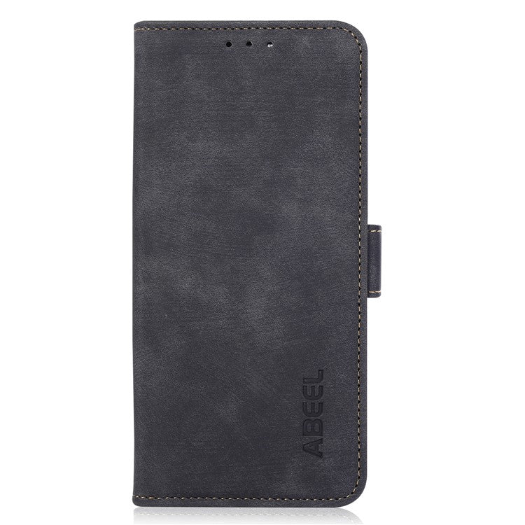 ABEEL For iPhone 16e Case Flip Wallet with Stand Retro Leather Phone Cover - Black