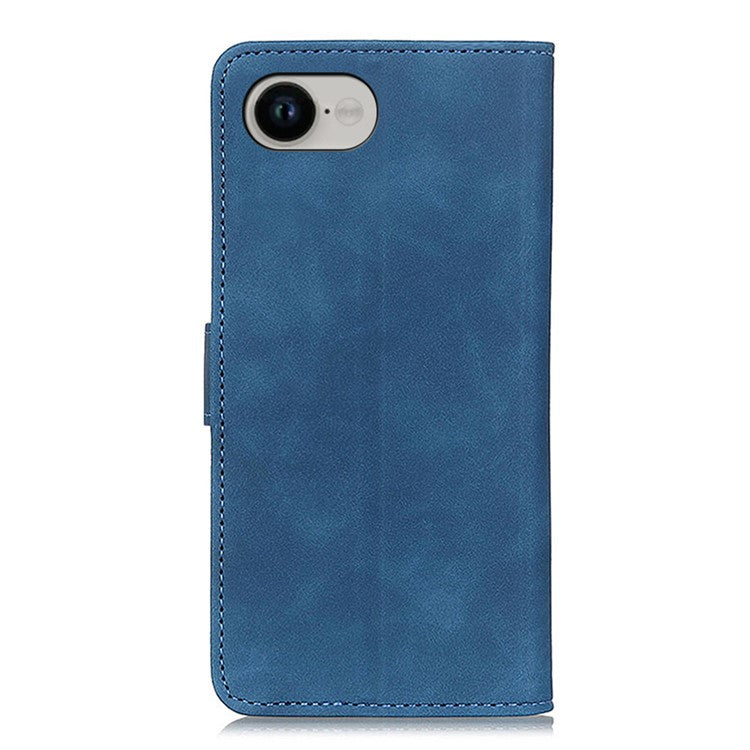 KHAZNEH For iPhone 16e Case PU Leather Retro Texture Phone Cover - Blue