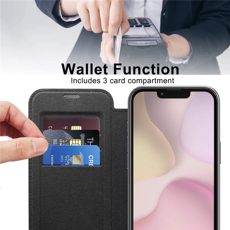 For iPhone 16e Case Compatible with MagSafe Rhombus PU Leather Phone Cover - Black