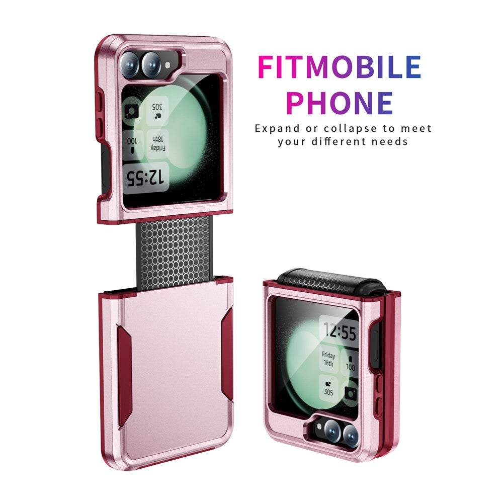 For Samsung Galaxy Z Flip7 FE 5G / Z Flip6 5G Case PC+TPU Military Grade Drop Protective Phone Cover - Pink+Rose