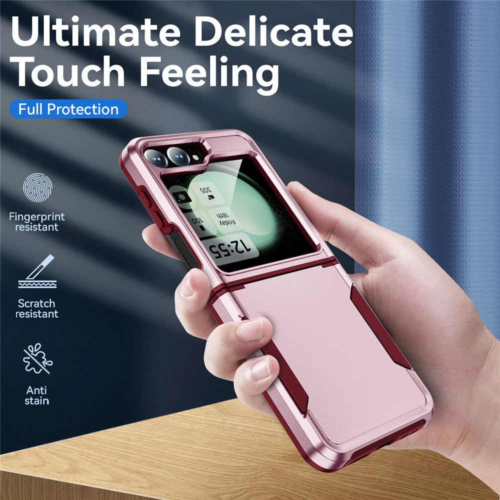 For Samsung Galaxy Z Flip7 FE 5G / Z Flip6 5G Case PC+TPU Military Grade Drop Protective Phone Cover - Pink+Rose