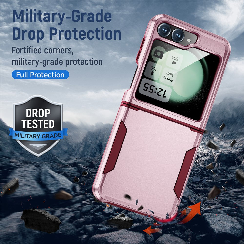 For Samsung Galaxy Z Flip7 FE 5G / Z Flip6 5G Case PC+TPU Military Grade Drop Protective Phone Cover - Pink+Rose