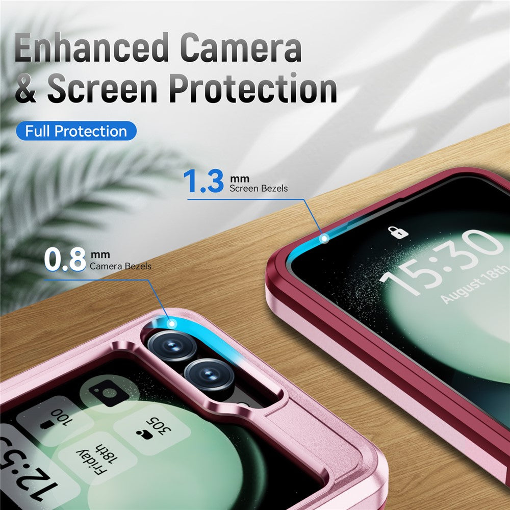 For Samsung Galaxy Z Flip7 FE 5G / Z Flip6 5G Case PC+TPU Military Grade Drop Protective Phone Cover - Pink+Rose