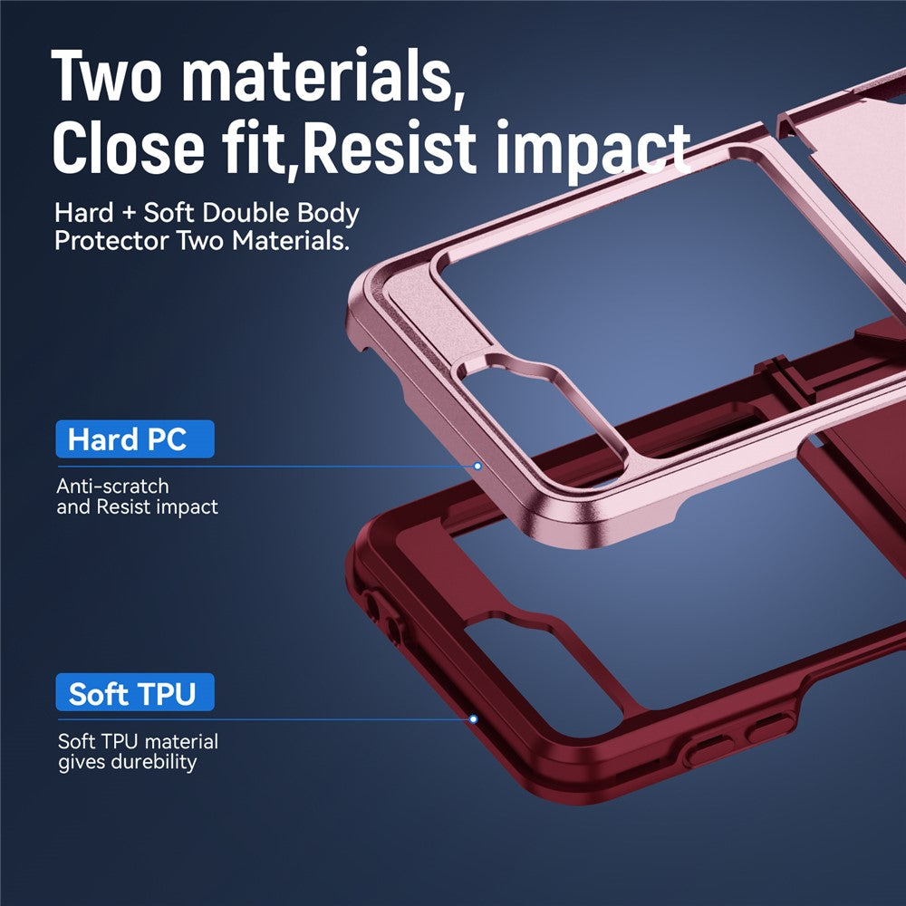 For Samsung Galaxy Z Flip7 FE 5G / Z Flip6 5G Case PC+TPU Military Grade Drop Protective Phone Cover - Pink+Rose