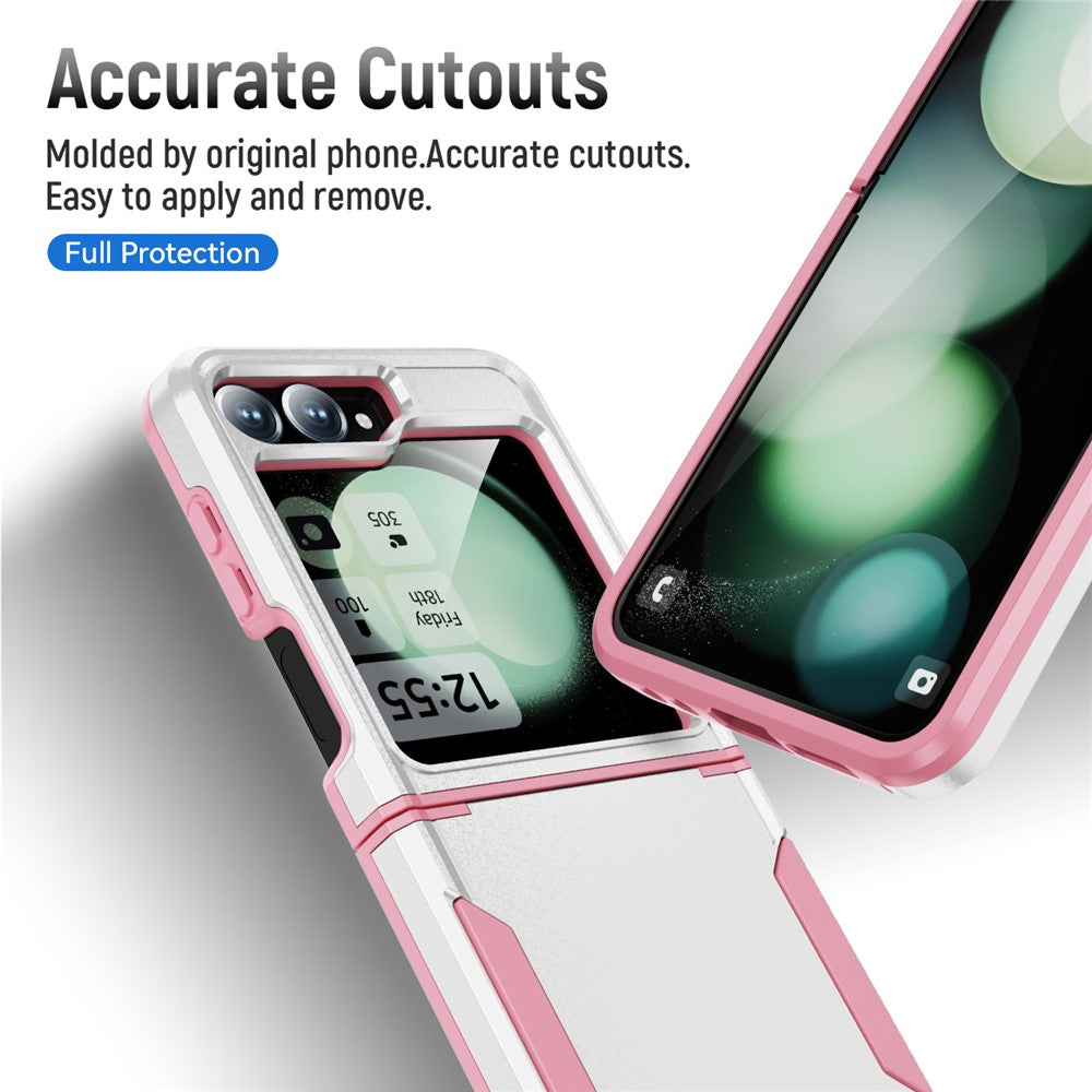 For Samsung Galaxy Z Flip7 FE 5G / Z Flip6 5G Case PC+TPU Military Grade Drop Protective Phone Cover - White+Pink