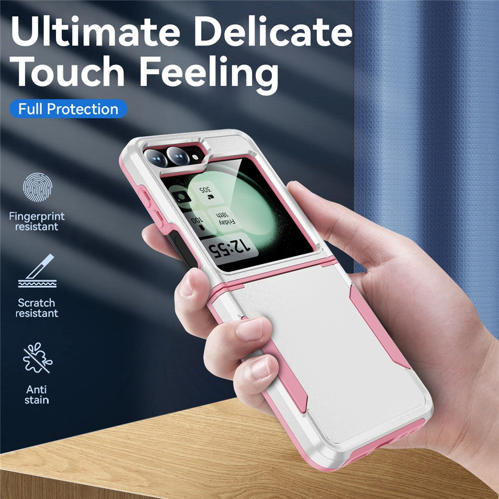 For Samsung Galaxy Z Flip7 FE 5G / Z Flip6 5G Case PC+TPU Military Grade Drop Protective Phone Cover - White+Pink