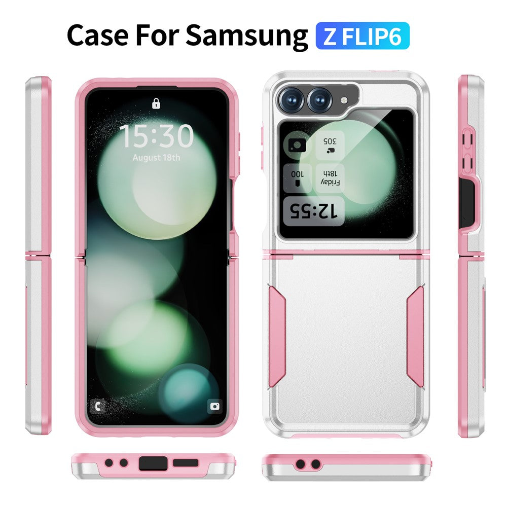 For Samsung Galaxy Z Flip7 FE 5G / Z Flip6 5G Case PC+TPU Military Grade Drop Protective Phone Cover - White+Pink
