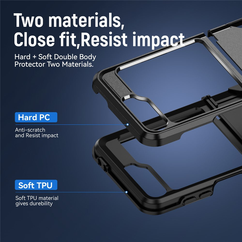 For Samsung Galaxy Z Flip7 FE 5G / Z Flip6 5G Case PC+TPU Military Grade Drop Protective Phone Cover - Black