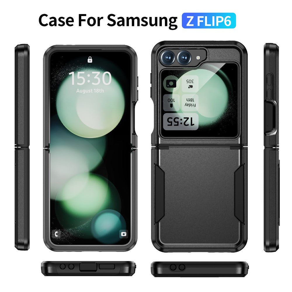 For Samsung Galaxy Z Flip7 FE 5G / Z Flip6 5G Case PC+TPU Military Grade Drop Protective Phone Cover - Black