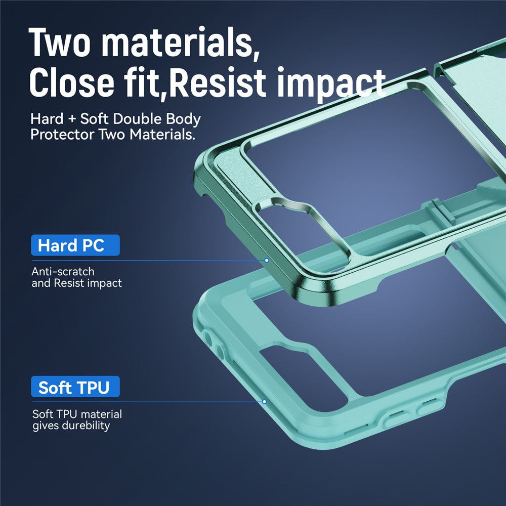 For Samsung Galaxy Z Flip7 FE 5G / Z Flip6 5G Case PC+TPU Military Grade Drop Protective Phone Cover - Green