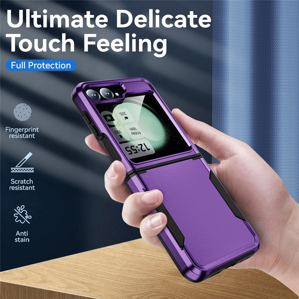 For Samsung Galaxy Z Flip7 FE 5G / Z Flip6 5G Case PC+TPU Military Grade Drop Protective Phone Cover - Purple+Black
