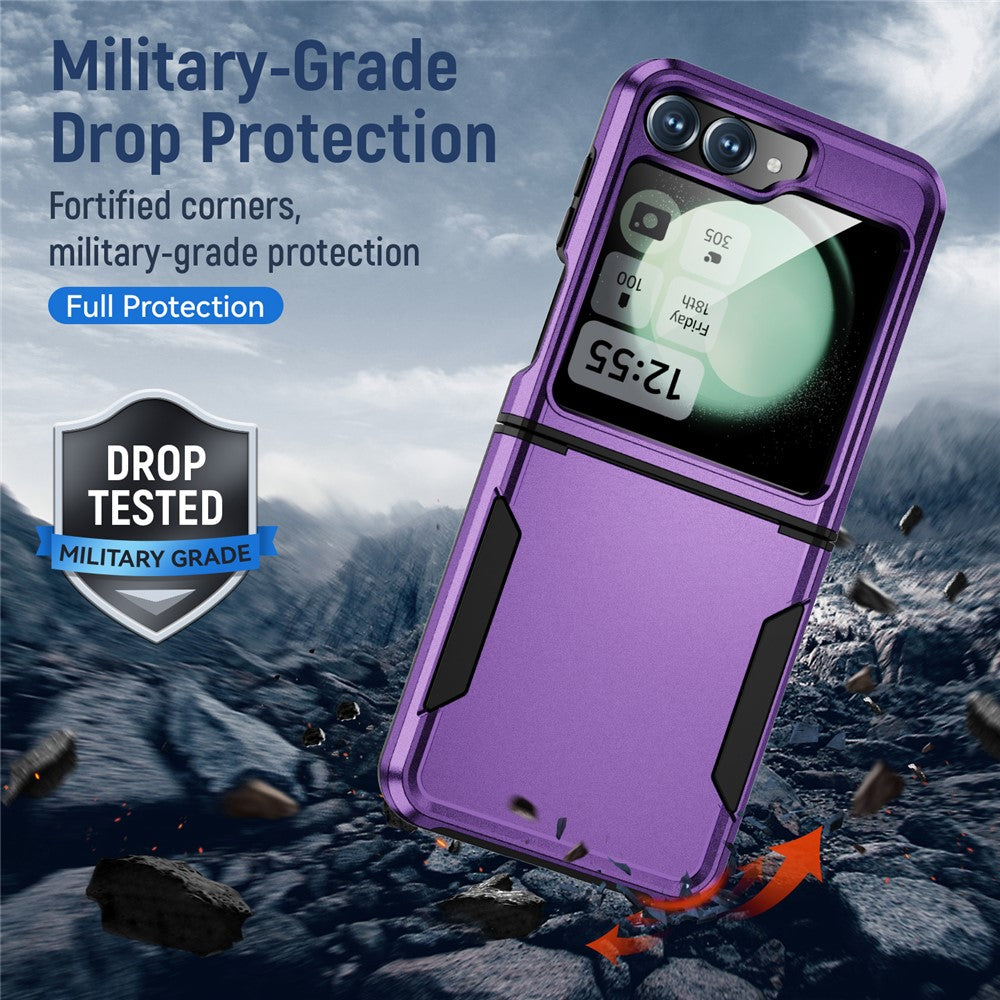 For Samsung Galaxy Z Flip7 FE 5G / Z Flip6 5G Case PC+TPU Military Grade Drop Protective Phone Cover - Purple+Black