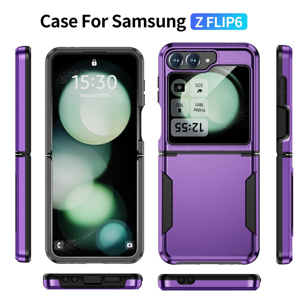 For Samsung Galaxy Z Flip7 FE 5G / Z Flip6 5G Case PC+TPU Military Grade Drop Protective Phone Cover - Purple+Black