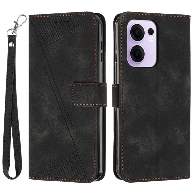 For Oppo Reno13 F 5G Case Handbag Imprinted Triangle Leather Phone Cover - Black