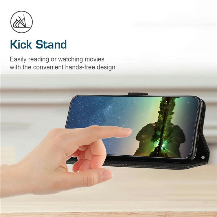 For Oppo Reno13 F 5G Case Handbag Imprinted Triangle Leather Phone Cover - Black