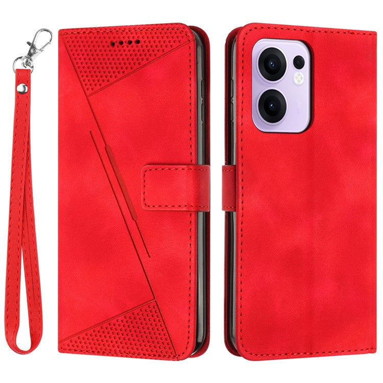 For Oppo Reno13 F 5G Case Handbag Imprinted Triangle Leather Phone Cover - Red