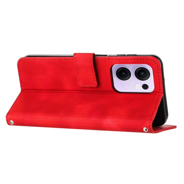 For Oppo Reno13 F 5G Case Handbag Imprinted Triangle Leather Phone Cover - Red