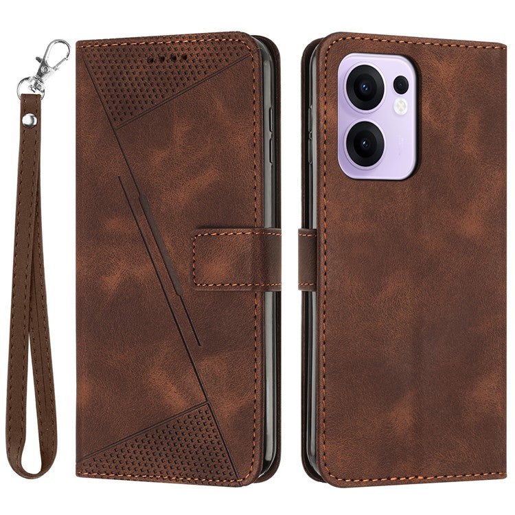 For Oppo Reno13 F 5G Case Handbag Imprinted Triangle Leather Phone Cover - Brown