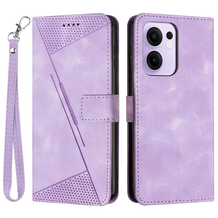 For Oppo Reno13 F 5G Case Handbag Imprinted Triangle Leather Phone Cover - Purple
