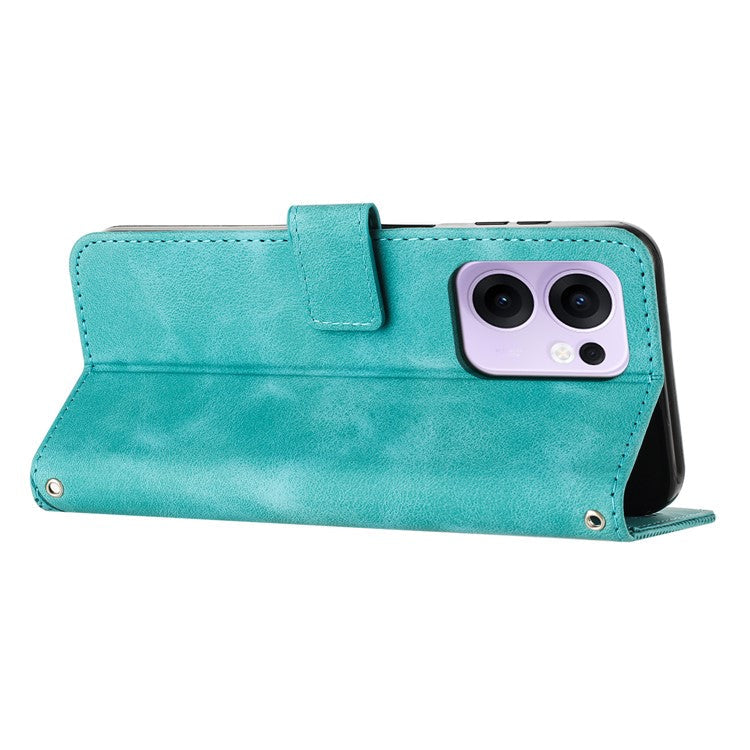 For Oppo Reno13 F 5G Case Handbag Imprinted Triangle Leather Phone Cover - Green