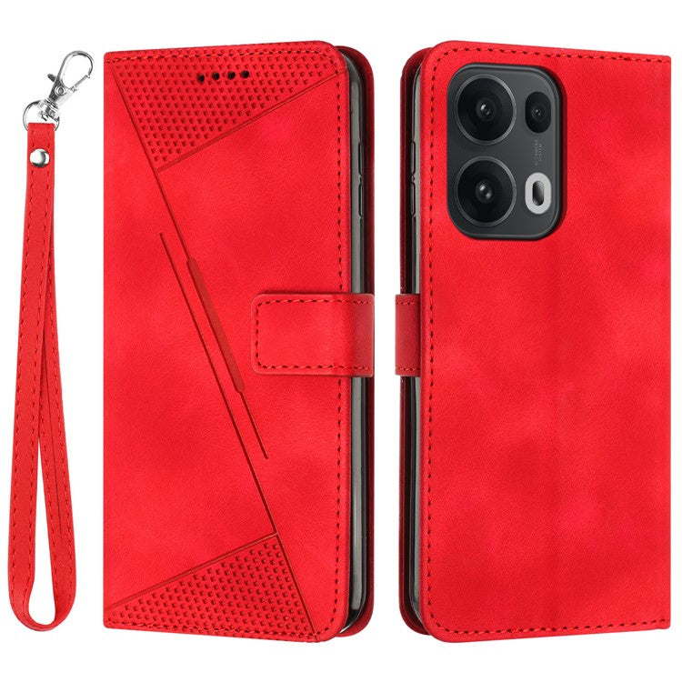 For Oppo Reno13 Pro 5G Case Handbag Imprinted Triangle Leather Phone Cover - Red