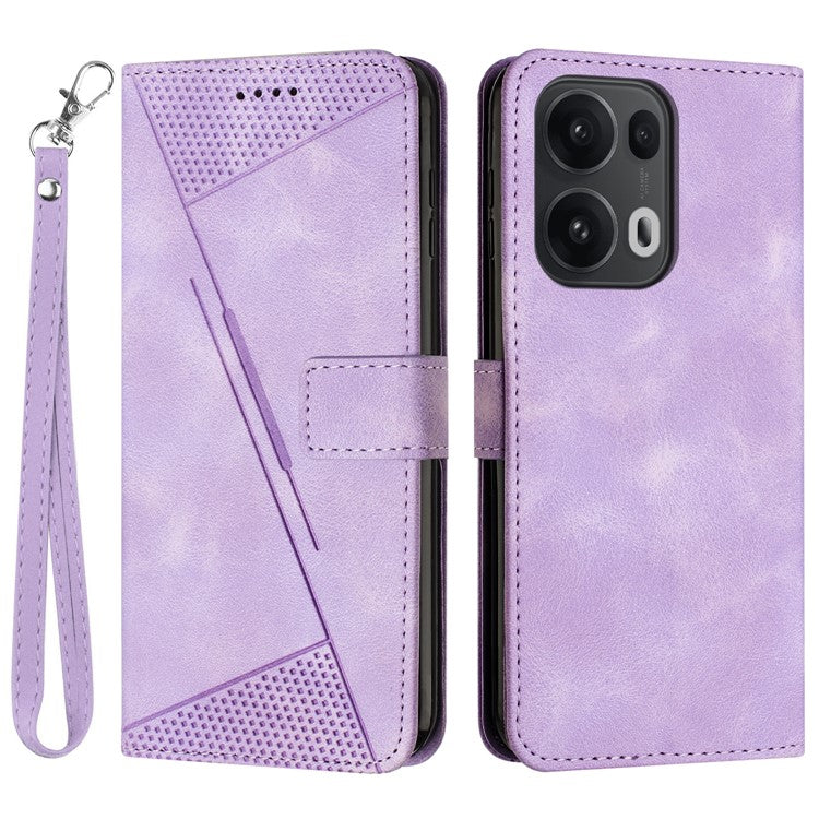 For Oppo Reno13 Pro 5G Case Handbag Imprinted Triangle Leather Phone Cover - Purple