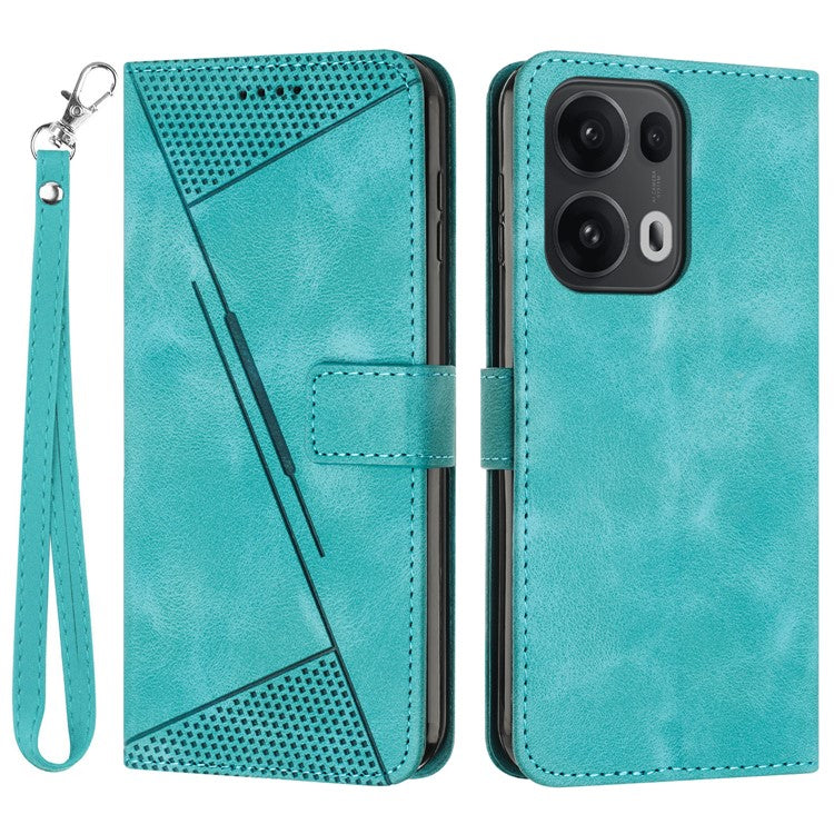 For Oppo Reno13 Pro 5G Case Handbag Imprinted Triangle Leather Phone Cover - Green
