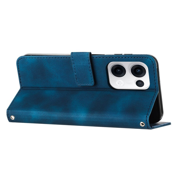For Oppo Reno13 5G (Global) Case Handbag Imprinted Triangle Leather Phone Cover - Sapphire