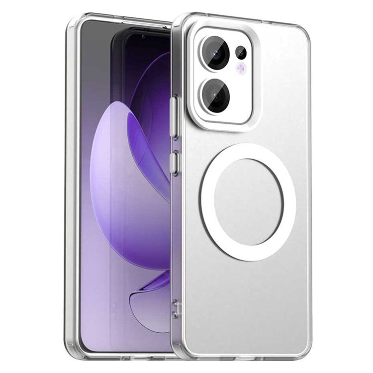 For Oppo Reno13 F 5G Case Compatible with MagSafe Anti Drop Hybrid Phone Back Cover - White