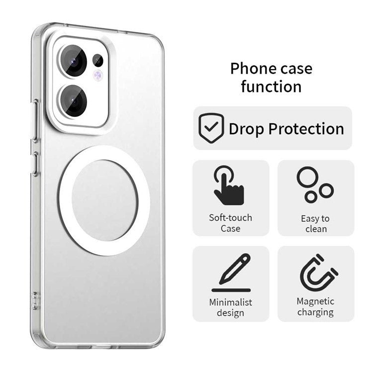 For Oppo Reno13 F 5G Case Compatible with MagSafe Anti Drop Hybrid Phone Back Cover - White