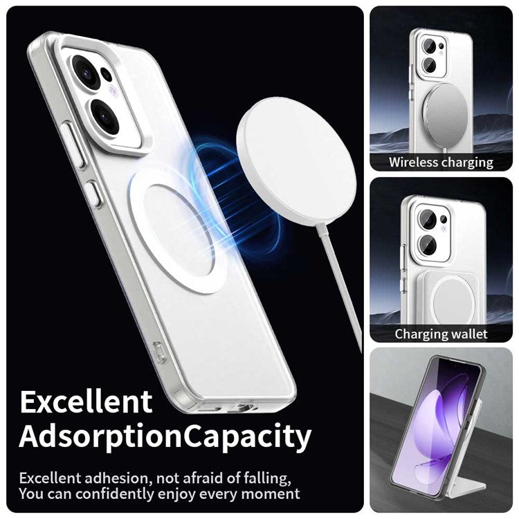 For Oppo Reno13 F 5G Case Compatible with MagSafe Anti Drop Hybrid Phone Back Cover - White