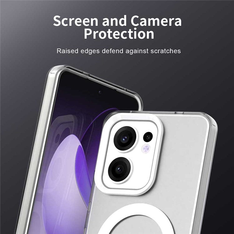 For Oppo Reno13 F 5G Case Compatible with MagSafe Anti Drop Hybrid Phone Back Cover - White